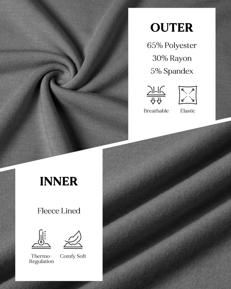 GIVON Men’s Slim Fit Fleece V-Neck Long Sleeve T-Shirt – Lightweight Thermal Base Layer – Stretchy Soft Casual Tee Top / DCP043-GREY-3XL - Image 4
