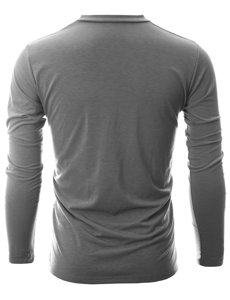 GIVON Men’s Slim Fit Fleece V-Neck Long Sleeve T-Shirt – Lightweight Thermal Base Layer – Stretchy Soft Casual Tee Top / DCP043-GREY-3XL - Image 3