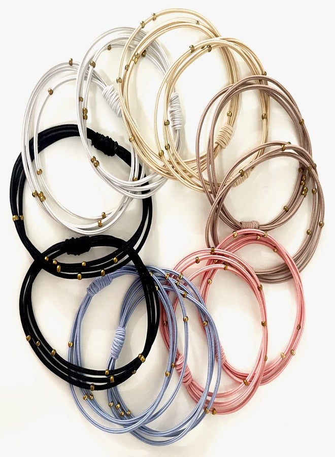 UDeBe Fashion Hair Ties with Golden Beads, Thin Hair Elastics Tie Korean, Colorful 12 Counts. - Image 2