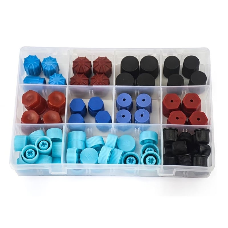 77pcs R134a AC Valve Core Dust Caps Set For Car Air Conditioning System Replacement - Image 1