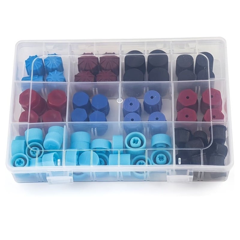 77pcs R134a AC Valve Core Dust Caps Set For Car Air Conditioning System Replacement - Image 5