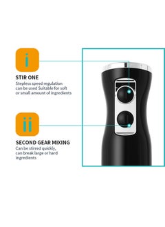 LAC LAICHY 4 in 1 Blender, Hand Blender Electric 500W 2-Speed and Turbo Mode, Immersion Blender with 500ml Food Chopper, 600ml Container, Milk Frother, Egg Whisk, for Smoothie Sauces Food Soups  - Image 2