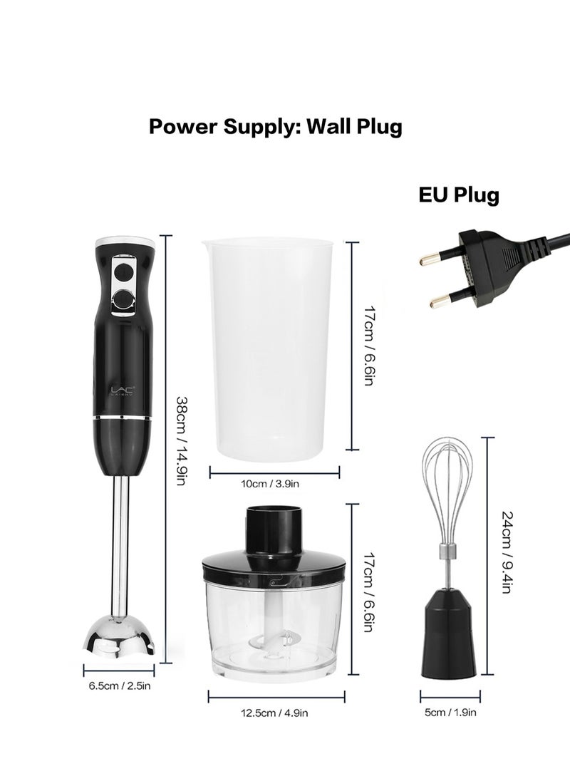 LAC LAICHY - 4 in 1 Blender, Hand Blender Electric 500W 2-Speed and Turbo Mode, Immersion Blender with 500ml Food Chopper, 600ml Container, Milk Frother, Egg Whisk, for Smoothie Sauces Food Soups - Image 1