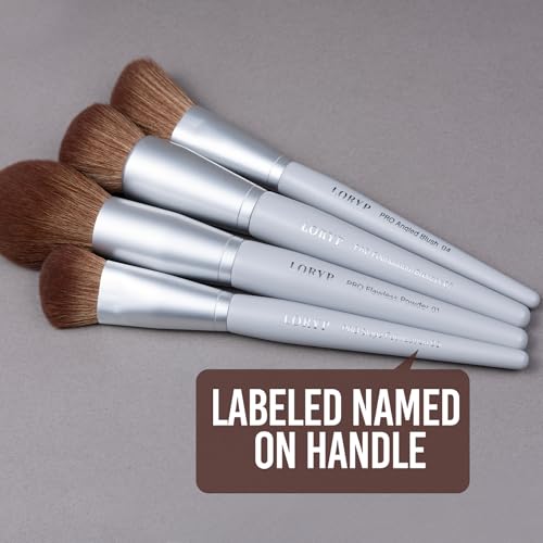 LORYP Makeup Brush Set Soft Vegan Professional Cosmetic Brushes for Face & Eyes Gray 20 Pcs Full-Size - Image 5