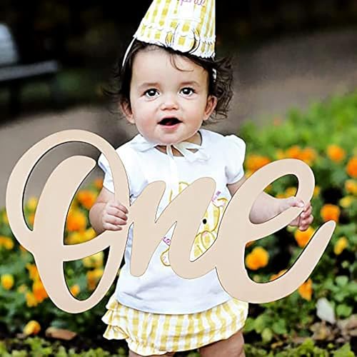 Cliths One Wooden Sign One Cutout Letter for 1st Birthday Party, 14 Inch One Sign One Banner Photo Prop for Baby Shower Party Decorations (9x14IN) - Image 4