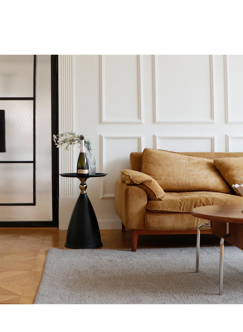 XiuWoo Round Side Table, Narrow Creative Side Table, Modern Circle Accent End Tables for Living Room, Cream Drink Martini Table for Small Spaces, black - Image 2