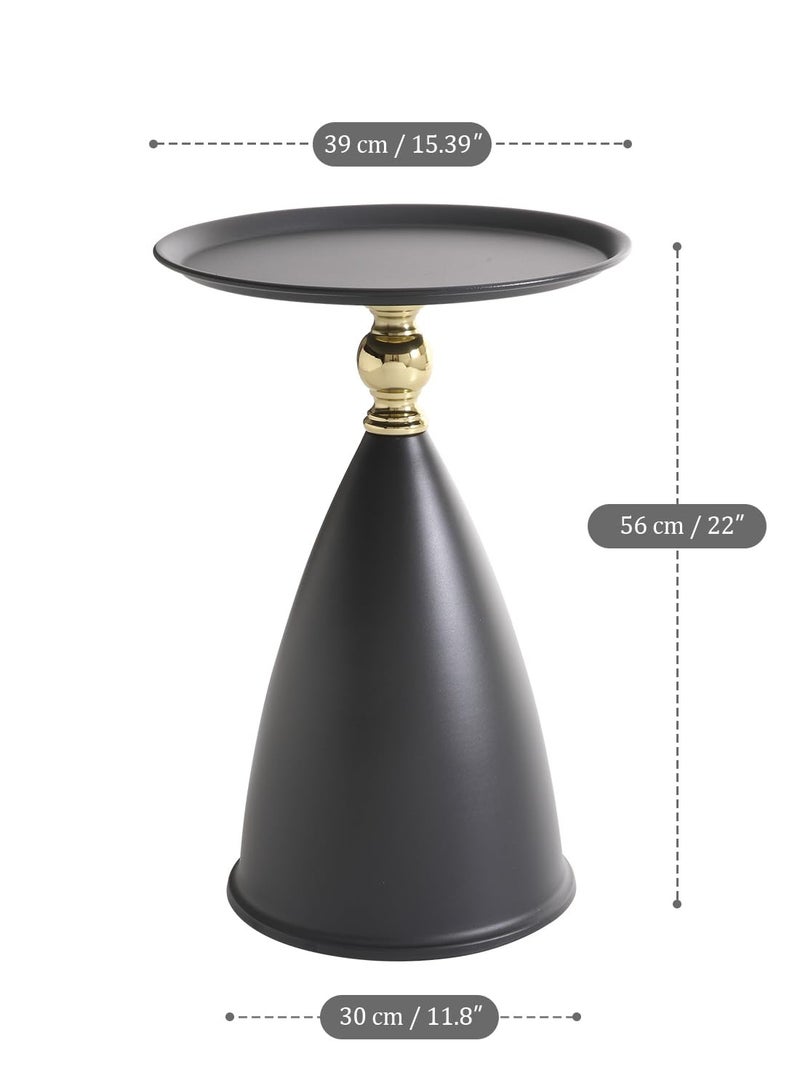 XiuWoo Round Side Table, Narrow Creative Side Table, Modern Circle Accent End Tables for Living Room, Cream Drink Martini Table for Small Spaces, black - Image 3