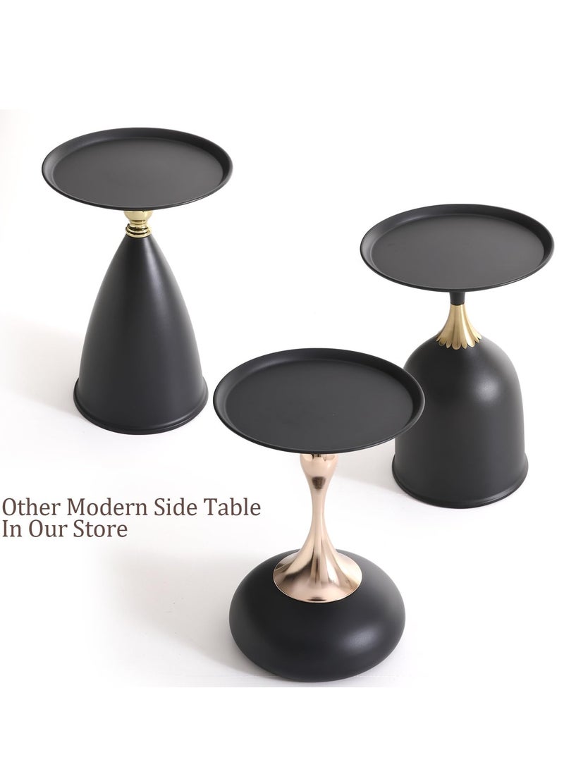 XiuWoo Round Side Table, Narrow Creative Side Table, Modern Circle Accent End Tables for Living Room, Cream Drink Martini Table for Small Spaces, black - Image 4