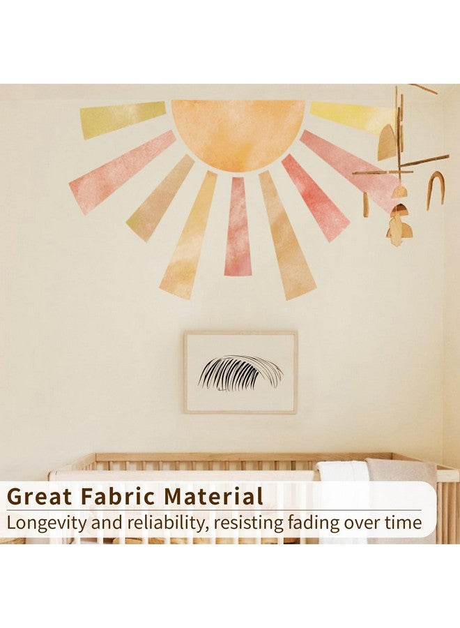 astrkiz Large Fabric Watercolor Boho Half Sun Wall Decal Peel and Stick, Pastel Sunrise Backdrop Murals Stickers, Sunshine Wall Art Decor for Kids Room Playroom Nursery Bedroom, 48.03" x 28.74" - Image 4