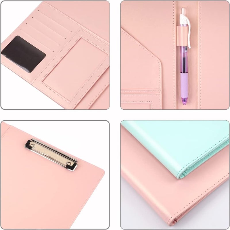 WAVEYU Portfolio Case, Business Portfolio Folder, Cute Padfolio Cover, Conference/Resume/Legal Document Organizer with Letter/A4 Size Clipboard Hardboard, Business Card Holders, Document Sleeve, Pink - Image 4