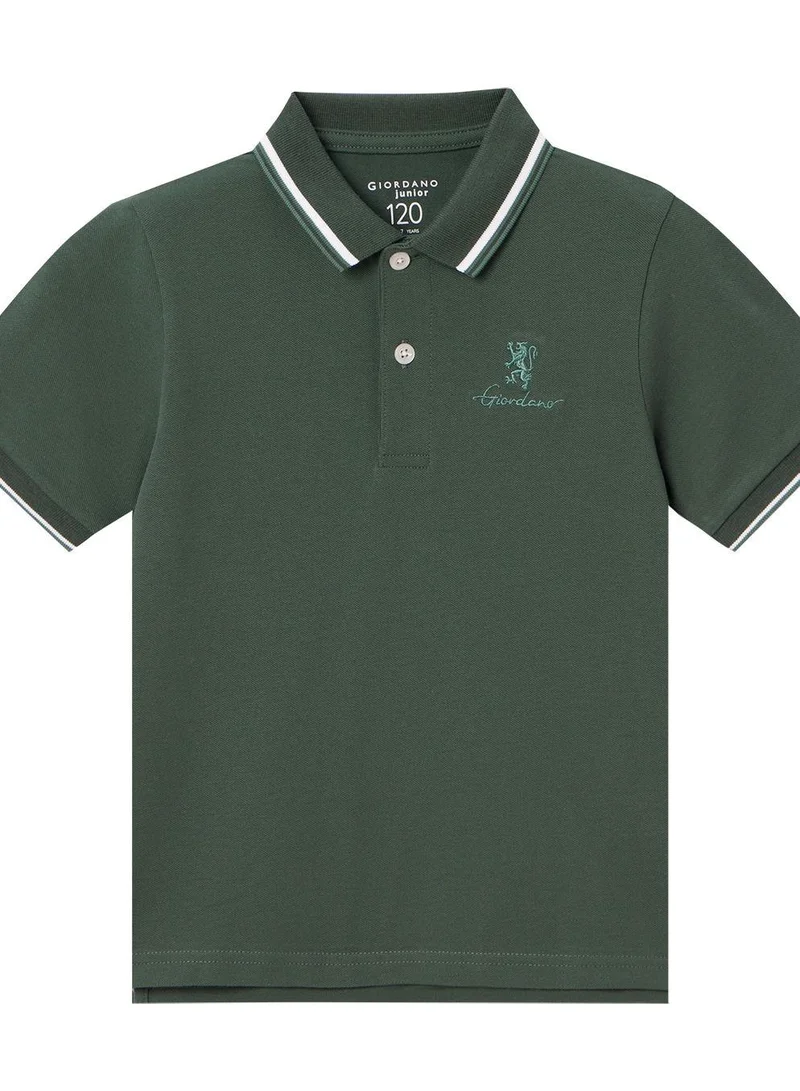 GIORDANO Junior's Slim Fit Cotton Pique Signature Embroidery Polo