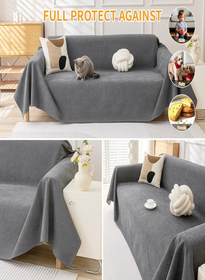DEEPDREAM Deep Dream Cat-Scratch Resistant Couch Cover, Waterproof Sofa Cover for 3 Cushion Couch Washable, Pet Friendly Couch Protectors Anti Slip Thickened Love Seat Slipcovers for Dogs Pets, 71" x 118", Grey - Image 5
