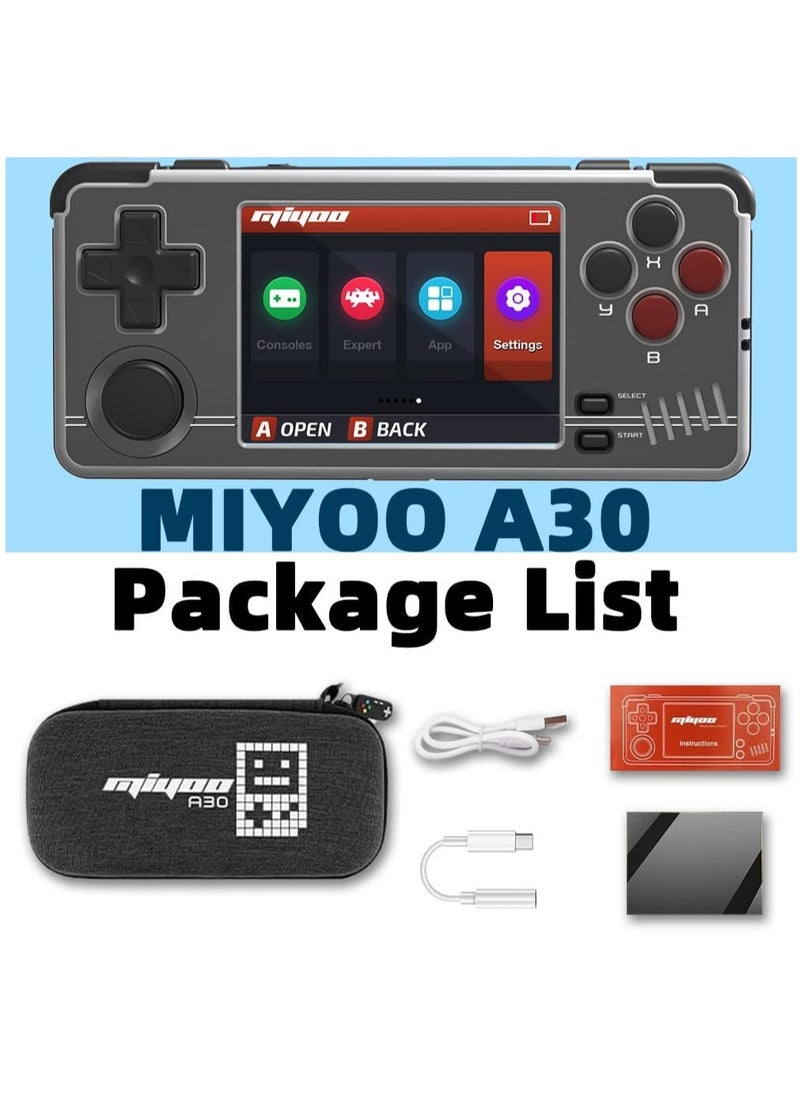 Miyoo - A30 Handheld Game Console 2.8-inch 640*480 IPS Screen 2600mAh Compatible with WiFi Multiplayer Portable Case(Gray Black) - Image 1