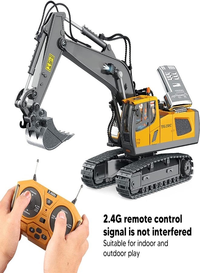 Babelly Rc Excavator 11 Channel Rc Excavator Truck Toys Metal Shovel, 1/18 Remote Control Construction Vehicles Tractor, 2.4Ghz Boy Toy Gift for Kids and Adults, Multicolor - Image 5