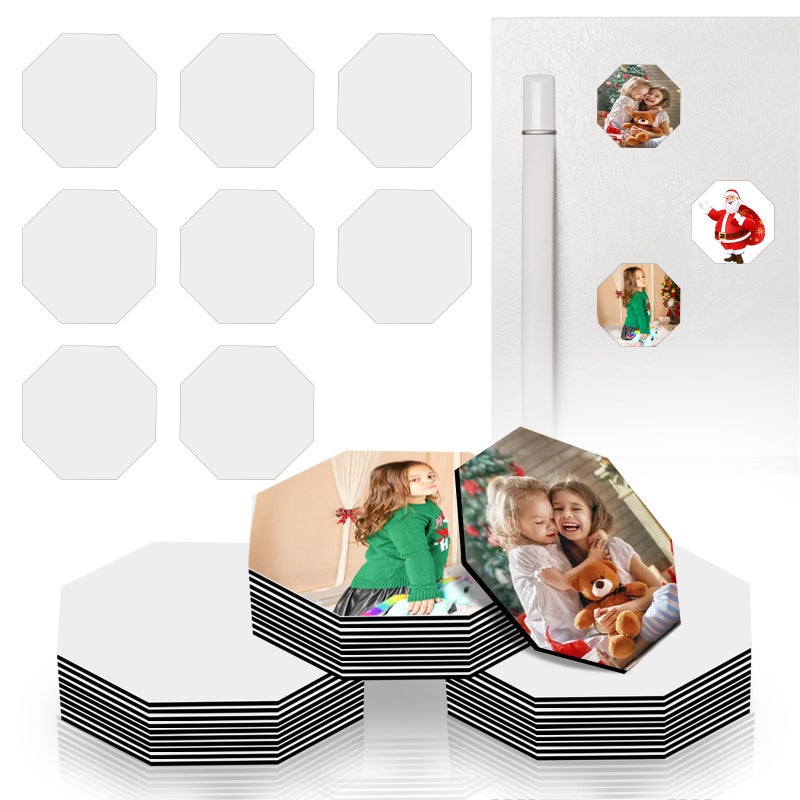 Sublimation Magnet Blanks 30PCS Sublimation Blank Refrigerator Magnets  Personalized Fridge Magnet Sublimation Blanks Products for Kitchen Office Decorative 55x55 cm Octagonal