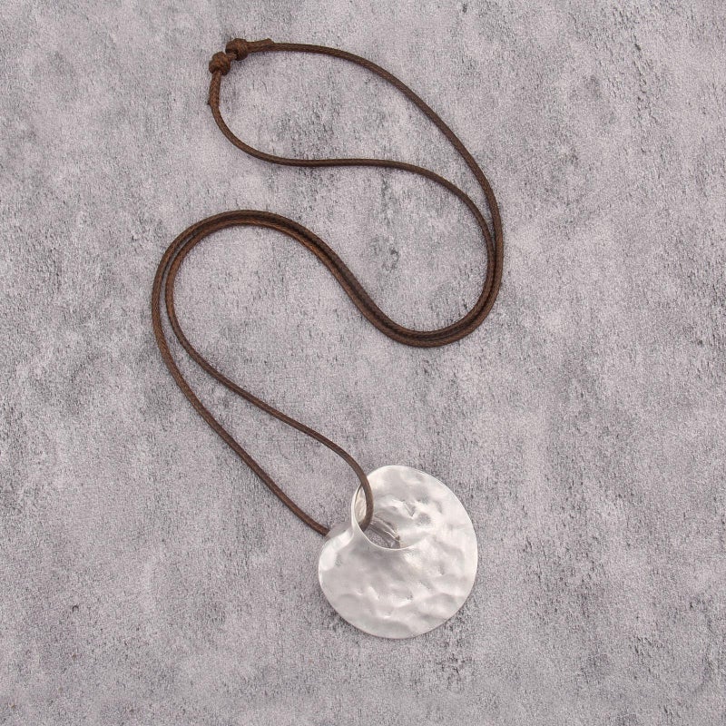 JAOYU Long Boho Necklace for Women with Large Silver Circle Pendant Chunky Trendy Bohemian Necklace Pendant Choker Statement Jewelry - Image 4
