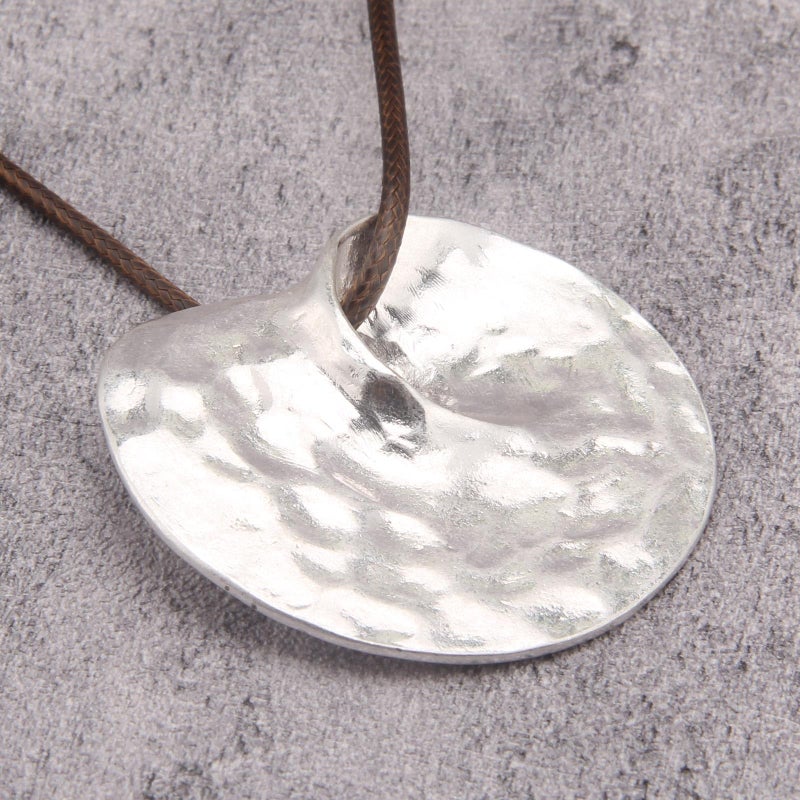 JAOYU Long Boho Necklace for Women with Large Silver Circle Pendant Chunky Trendy Bohemian Necklace Pendant Choker Statement Jewelry - Image 3