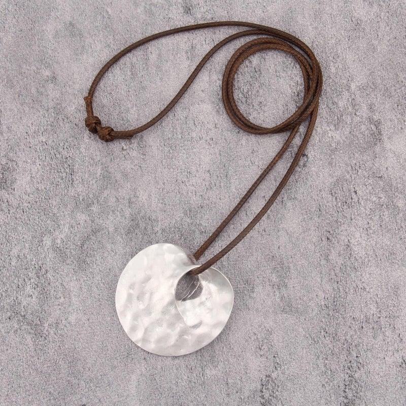 JAOYU Long Boho Necklace for Women with Large Silver Circle Pendant Chunky Trendy Bohemian Necklace Pendant Choker Statement Jewelry - Image 5