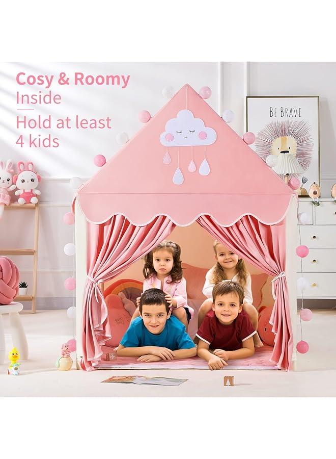 لاكي خيمة أطفال مع مجموعة مصابيح وأضواء نجوم وخيام لعب للأطفال الصغار وخيام أطفال وبيت لعب داخلي وخيمة أميرة للبنات وبيت ألعاب هدية (وردي) - Image 2