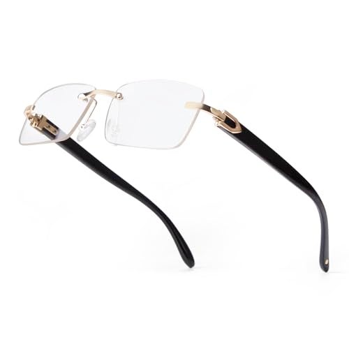 JUDOO Rimless Rectangle Sunglasses for Men Women Fashion Hip hop Frameless Designer Shades Y2K Square Clear Glasses - Image 1