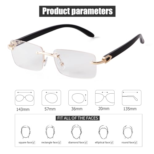 JUDOO Rimless Rectangle Sunglasses for Men Women Fashion Hip hop Frameless Designer Shades Y2K Square Clear Glasses - Image 5