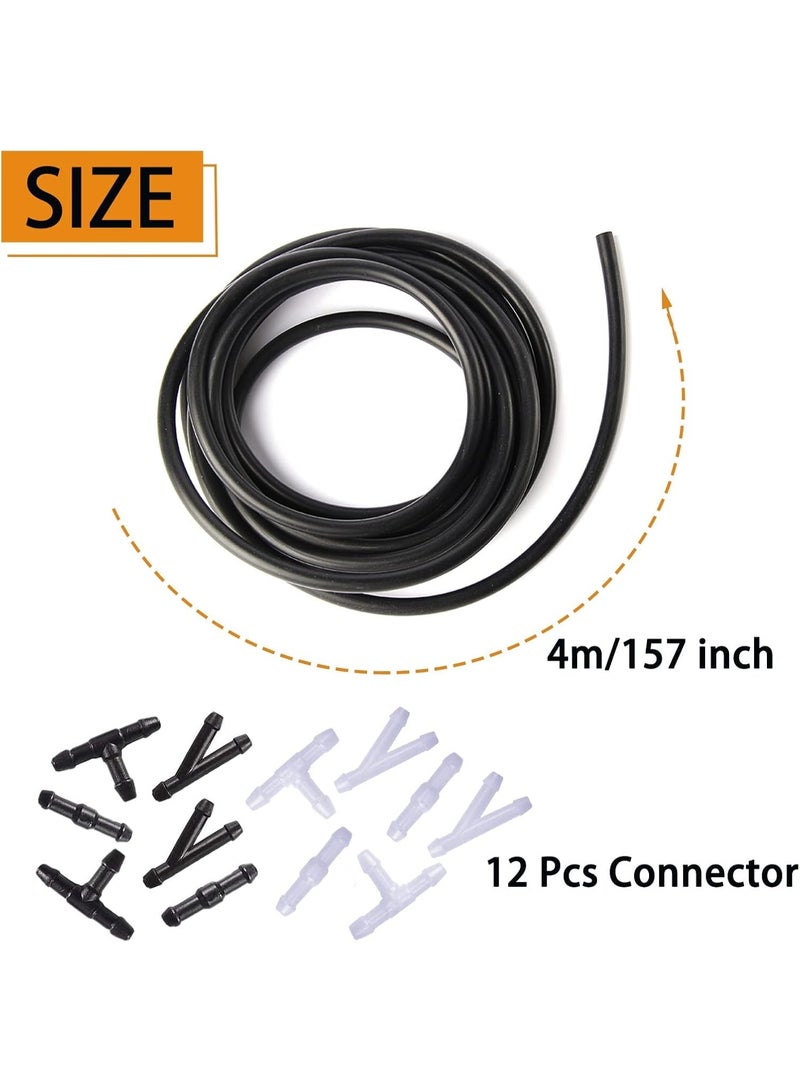 Windshield Washer Hose Kit - 4 Meter Universal Washer Fluid Hose with Hose Connectors(12 PCS), Suitable for Most Windshield Washer Nozzle Installation, Connect Car Water Pump and Nozzles, Black - Image 4
