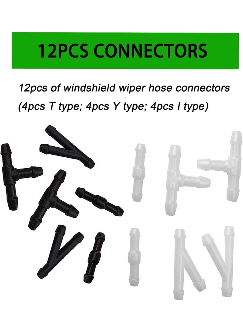 Windshield Washer Hose Kit - 4 Meter Universal Washer Fluid Hose with Hose Connectors(12 PCS), Suitable for Most Windshield Washer Nozzle Installation, Connect Car Water Pump and Nozzles, Black - Image 2