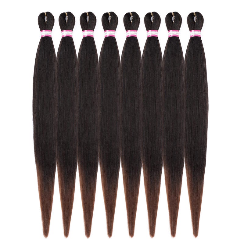 Dorsanee Pre Stretched Braiding Hair 8 Packs 36 Inch Natural Black to Brown Color Long Prestretched Hair for Braiding Twist Braids Itch Free Hot Water Setting Yaki Straight Synthetic Hair Extensions 1B30