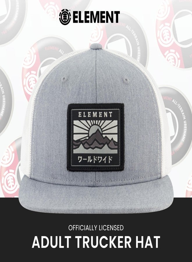 إيليمنت قبعة سائق الشاحنة من إيليمنت، قبعة بيسبول للبالغين بستة أجزاء وحافة مسطحة، لون رمادي فاتح، مقاس واحد - Image 2