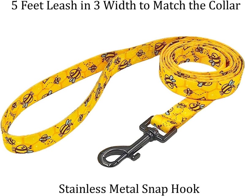 Ovale Dog Collar Leash Combo Set, Collar and 5 ft Matching Leash, for Medium Dogs.(M, Golden Color) - Image 5