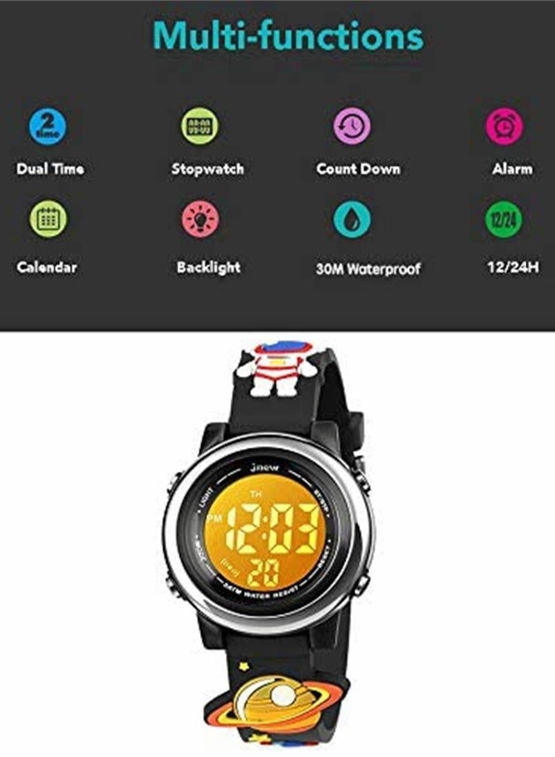 Toddler Kids Digital Watches for Girls Boys3D lovely Cartoon 7 Color Lights Waterproof Sport Electronic Wrist Watch with Alarm Stopwatch for 3-10 Year Children - Image 2