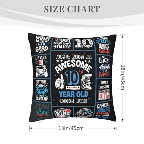 Skizbcw 10 Year Old Boy Birthday Gift, 10th Birthday Decorations for Boys, 10 Year Old Boys, Ten Year Old Boy Gifts Throw Pillow Covers 18×18 Inches, 189bnm - Image 4