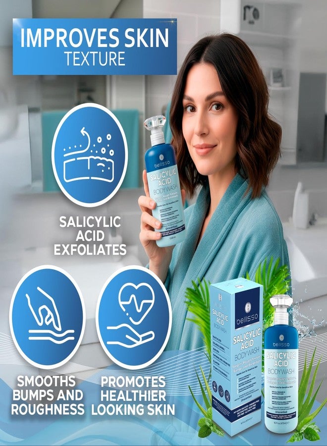 BELLISSO Salicylic Acid Body Wash - Men's and Women's Exfoliating Liquid Soap for Back Acne and KP - For Oily and Sensitive Skin - Sulfate Free Formula - 16 Fl Oz - Image 4