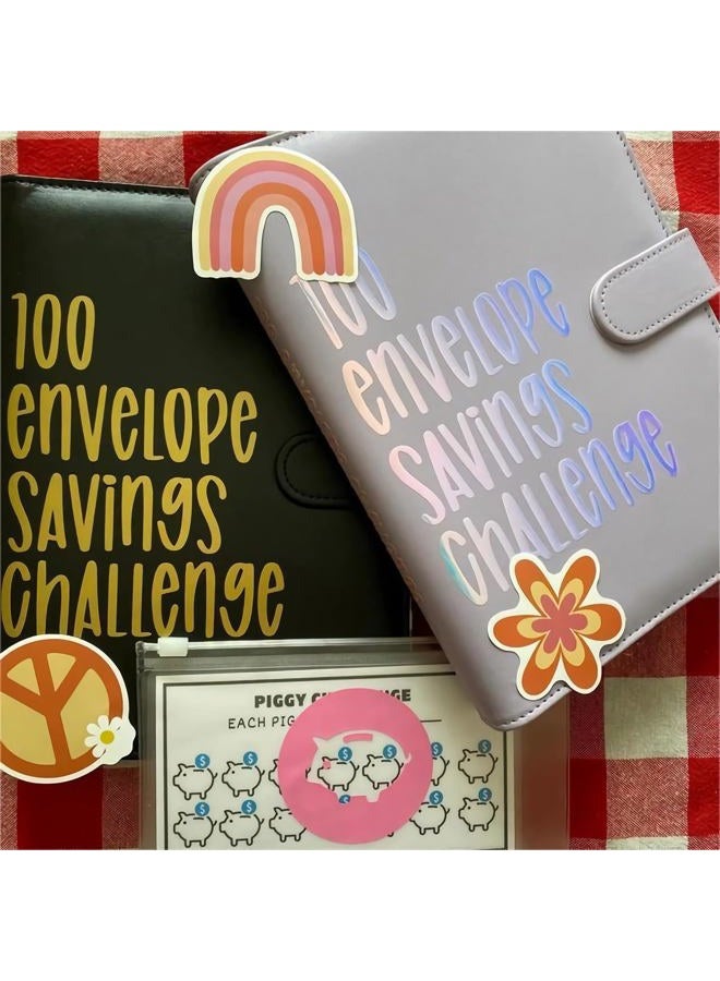 PIN&WEI 100 Envelope Challenge Binder, Savings Challenges Sheets，Easy and Fun Way to Save $5,050, Budget Binder with Cash Envelopes, Savings Challenges Binder, Budget Planner Book for Budgeting (Black) - Image 4