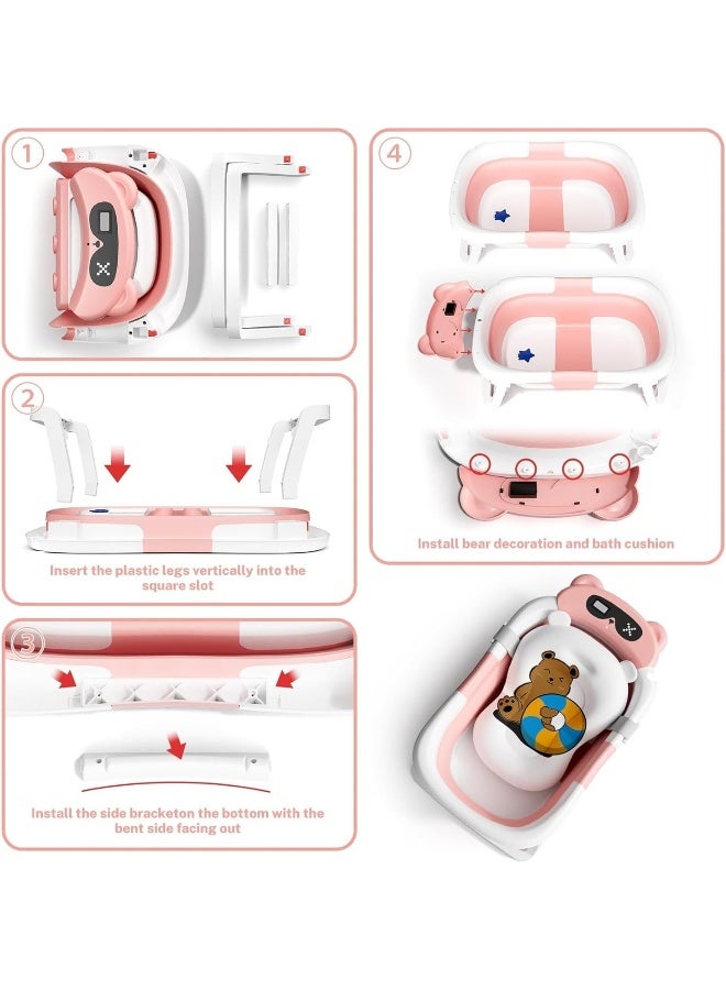 SUPAAR SEATER Baby Bathtub, Collapsible Bathtub for Newborn to Toddler, Durable Essential Infant Bath Tub, Portable Travel Baby Bathtub with Soft Cushion, No-Slip Hanging and Detachable Bathtub - Image 5