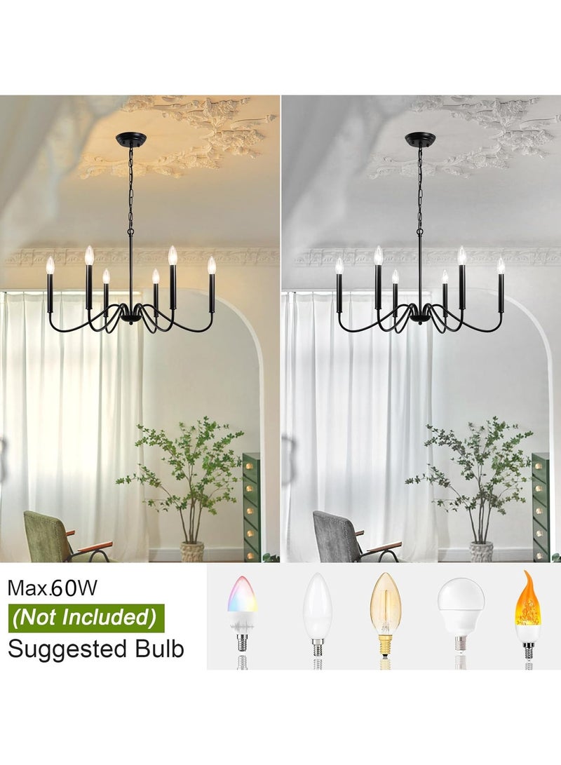 VUCATIN Black Farmhouse Chandeliers for Dining Room 6 Light Vintage Chandelier Light Fixtures Hanging Industrial Kitchen Chandelier Lighting Fixtures for Dining Room Over Table Bedroom Foyer Bulb not Included (C) - Image 5
