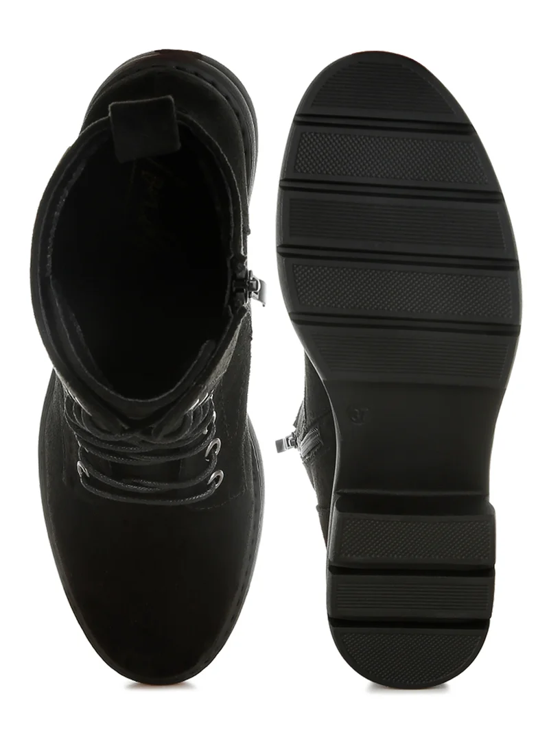 London Rag Lace Up High Ankle Boots in Black