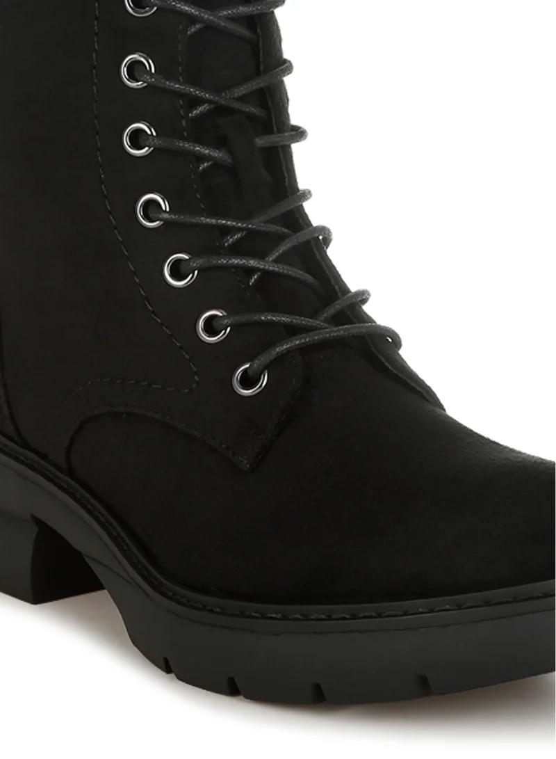 London Rag Lace Up High Ankle Boots in Black