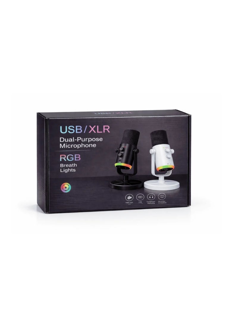 RGB Gaming Microphone USB/XLR Dynamic with Noise Reduction, Mute, Headphone Jack - Black - Image 3