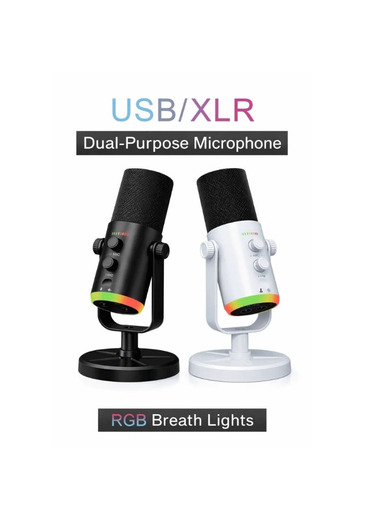 RGB Gaming Microphone USB/XLR Dynamic with Noise Reduction, Mute, Headphone Jack - Black - Image 2