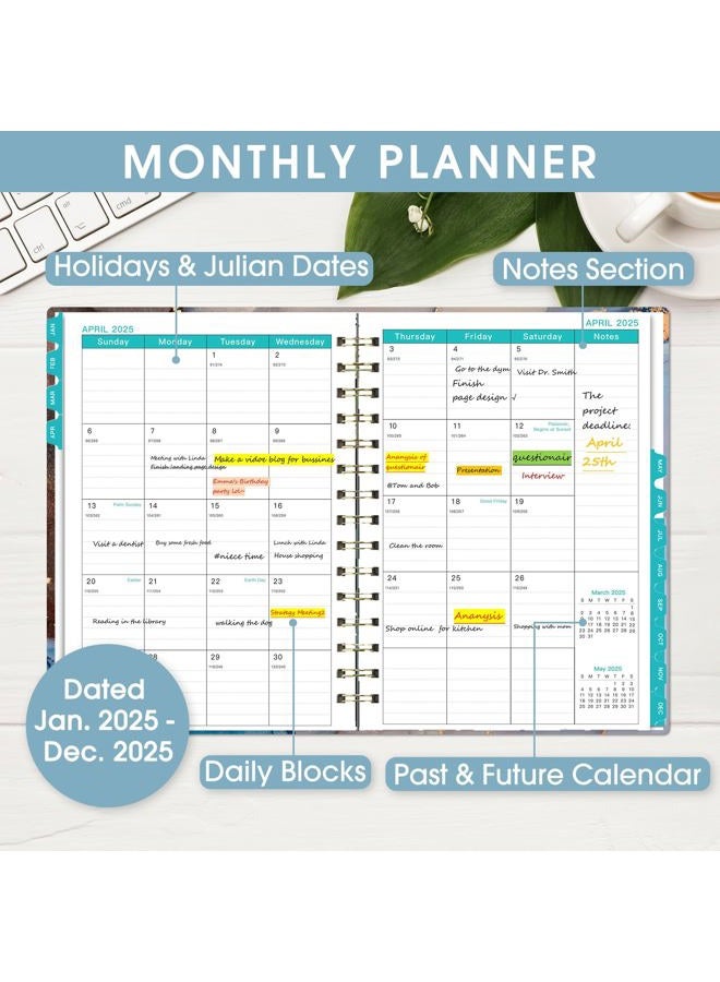 Ymumuda 2025 Planner - JAN.2025 - DEC. 2025, Planner 2025 Daily Weekly and Monthly, 8.4" X 6", 12-Month Academic Planner for Women, Spiral Bound, Stickers, Ideal School Office Supplies, Blue Marble - Image 2