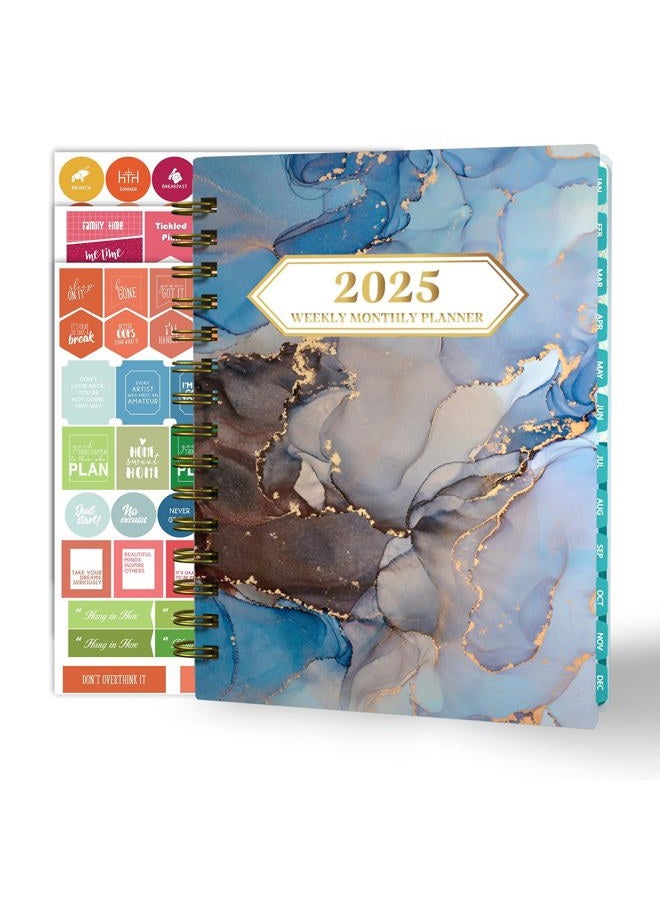 Ymumuda 2025 Planner - JAN.2025 - DEC. 2025, Planner 2025 Daily Weekly and Monthly, 8.4" X 6", 12-Month Academic Planner for Women, Spiral Bound, Stickers, Ideal School Office Supplies, Blue Marble - Image 1