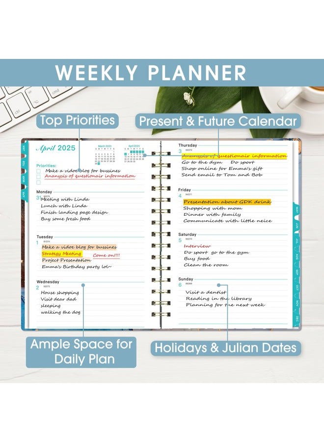 Ymumuda 2025 Planner - JAN.2025 - DEC. 2025, Planner 2025 Daily Weekly and Monthly, 8.4" X 6", 12-Month Academic Planner for Women, Spiral Bound, Stickers, Ideal School Office Supplies, Blue Marble - Image 3