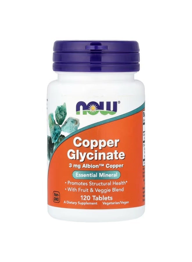 NOW Foods, Copper Glycinate, 120 Tablets - Image 1