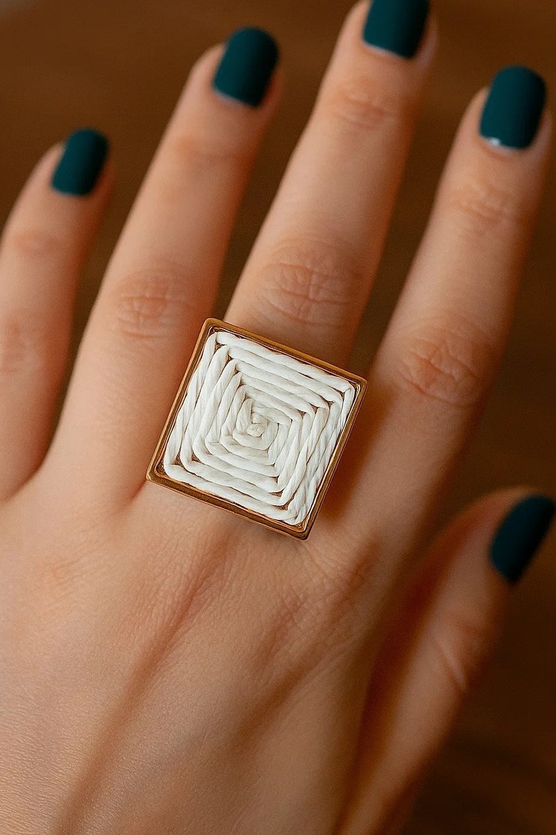Vbranda Geometric Woven Ring Stainless Steel Pure RI-20 