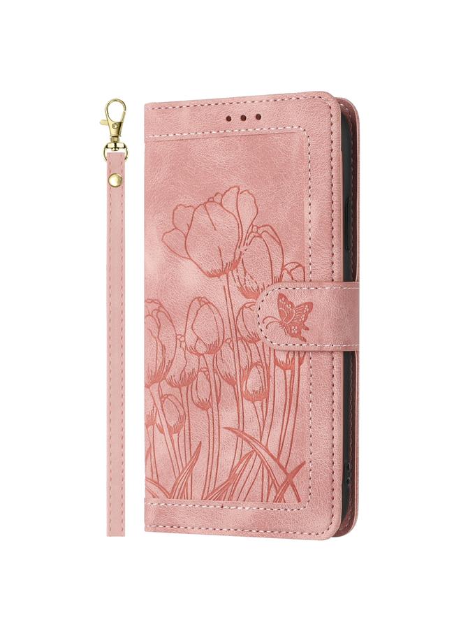 S-TOP Case For Google Pixel 9a Tulips Embossed Leather Phone Case with Lanyard - Image 2