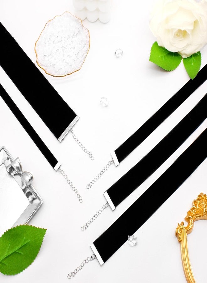 yfstyle 4pcs Black Choker Necklaces for Woman Adjustable Layered Black Velvet Choker Collar Simple Gothic Velvet Chokers for Cosplay Birthday Halloween Jewelry Gifts-4Pcs - Image 4