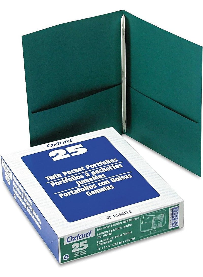 Oxford Oxford Twin Pocket Folders with Fasteners, Letter Size, Hunter Green, 25 per Box (57756) - Image 1