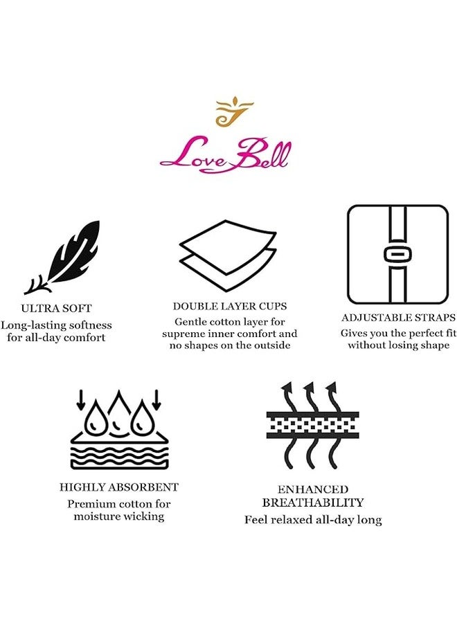 لوف بيل حمالة صدر نسائية للاستخدام اليومي من Love Bell - طبقة مزدوجة، تغطية عالية، حمالة صدر مريحة طوال اليوم - Image 3