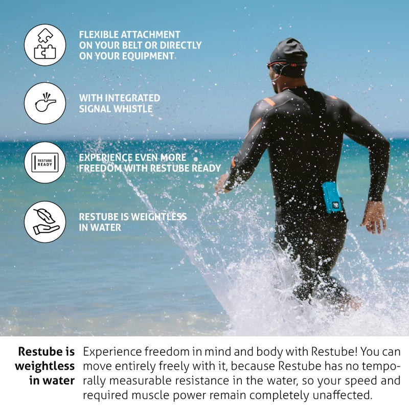 Restube Active Swimming Safety Buoy for Adults and Kids - Open Water Swim Buoy to Help Swimmers Stay Afloat - One-Pull Inflatable Mechanism Life Buoy with Whistle - Image 4